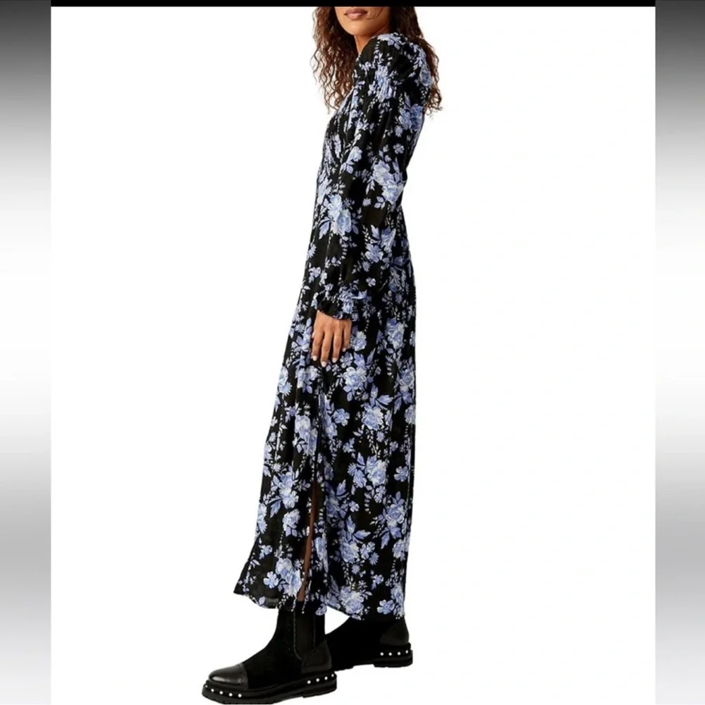 NWT Free People Jaymes Floral Print Square Neck Long Sleeves Midi Dress - Picture 11 of 14